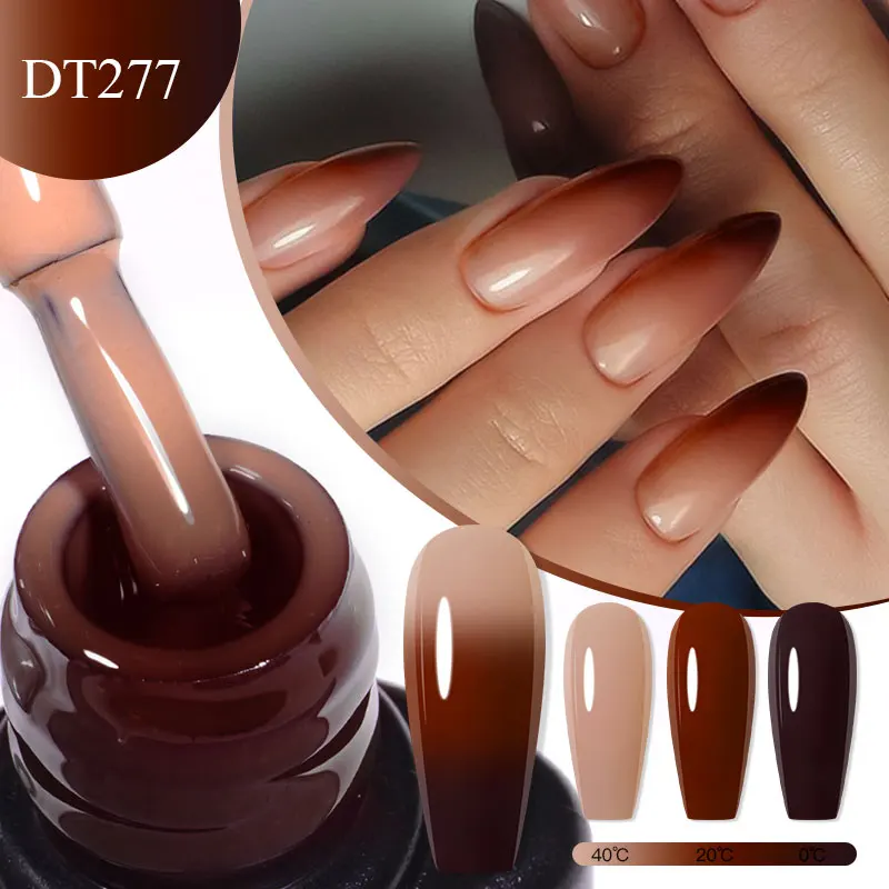MEET ACROSS 7ml Thermal Gel Nail Polish Gradient Temperature Changing Semi Permanant Nail Art Varnish For Nails Winter Manicure
