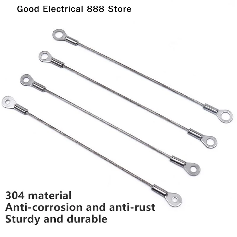 【GE】5Pcs 10-50cm Stainless Steel Wire Rope Cable M4 Hole End 1.5mm Wire Rope Cable For Various Products' Anti Fall Safety Ropes