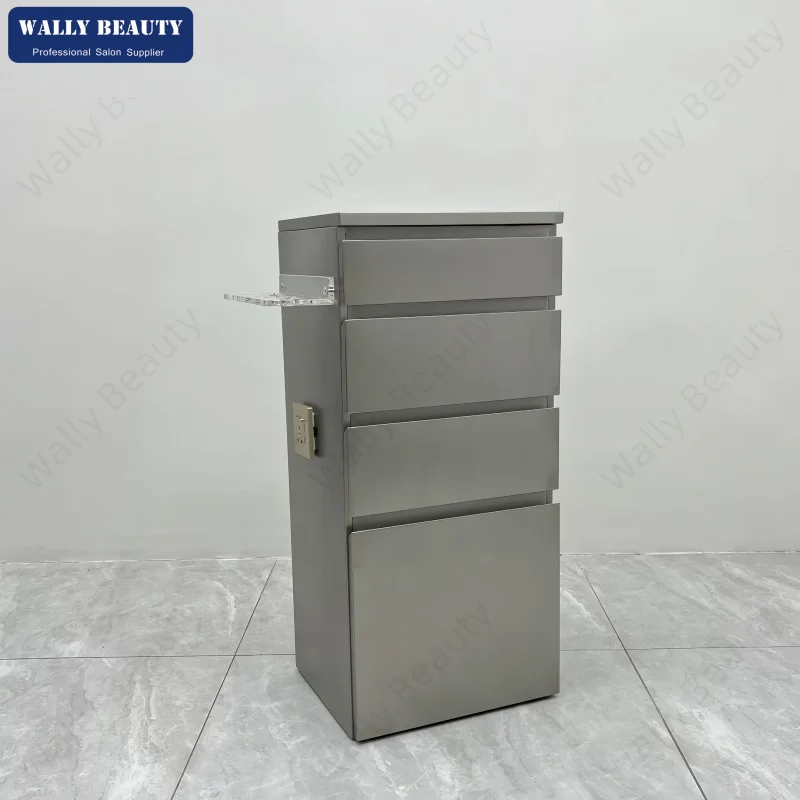

Customize.4 Layers Silver Matte Lockers Beauty Salon Cabinet with Plug