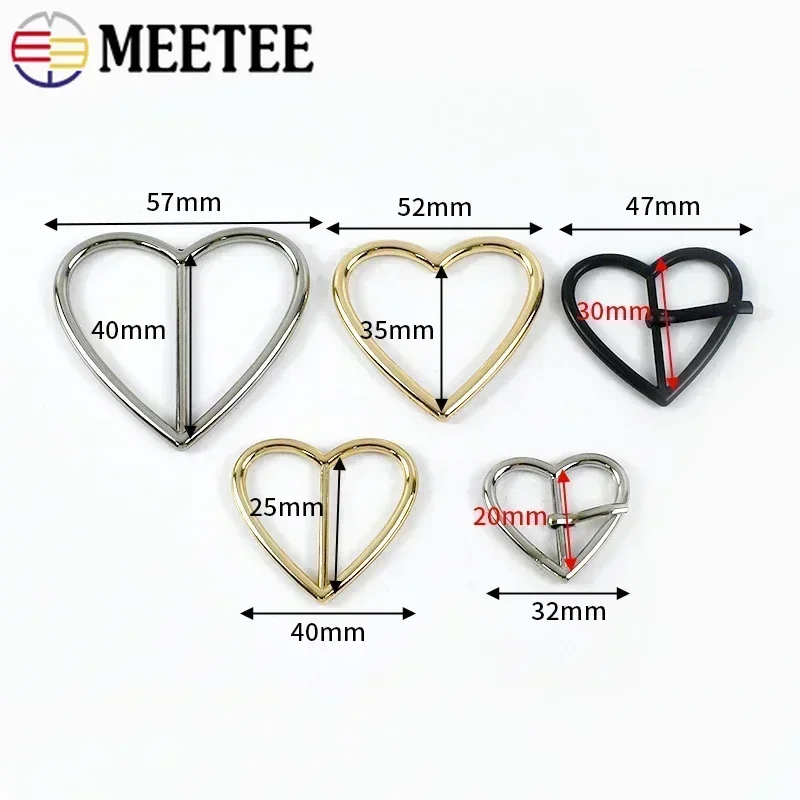10/20 قطعة Meetee 20-40 مللي متر حلقة معدنية مشبك حزام ضبط المشبك طوق بكلاب حقيبة حزام ثلاثي الإنزلاق المتزلجون شكل قلب خواتم اكسسوارات #3