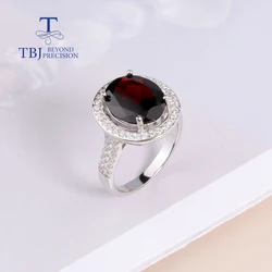Natural Dark garnet silver Ring Oval 10*12mm Gemstone 925 sterling silver fine jewelry for women daily wear gift