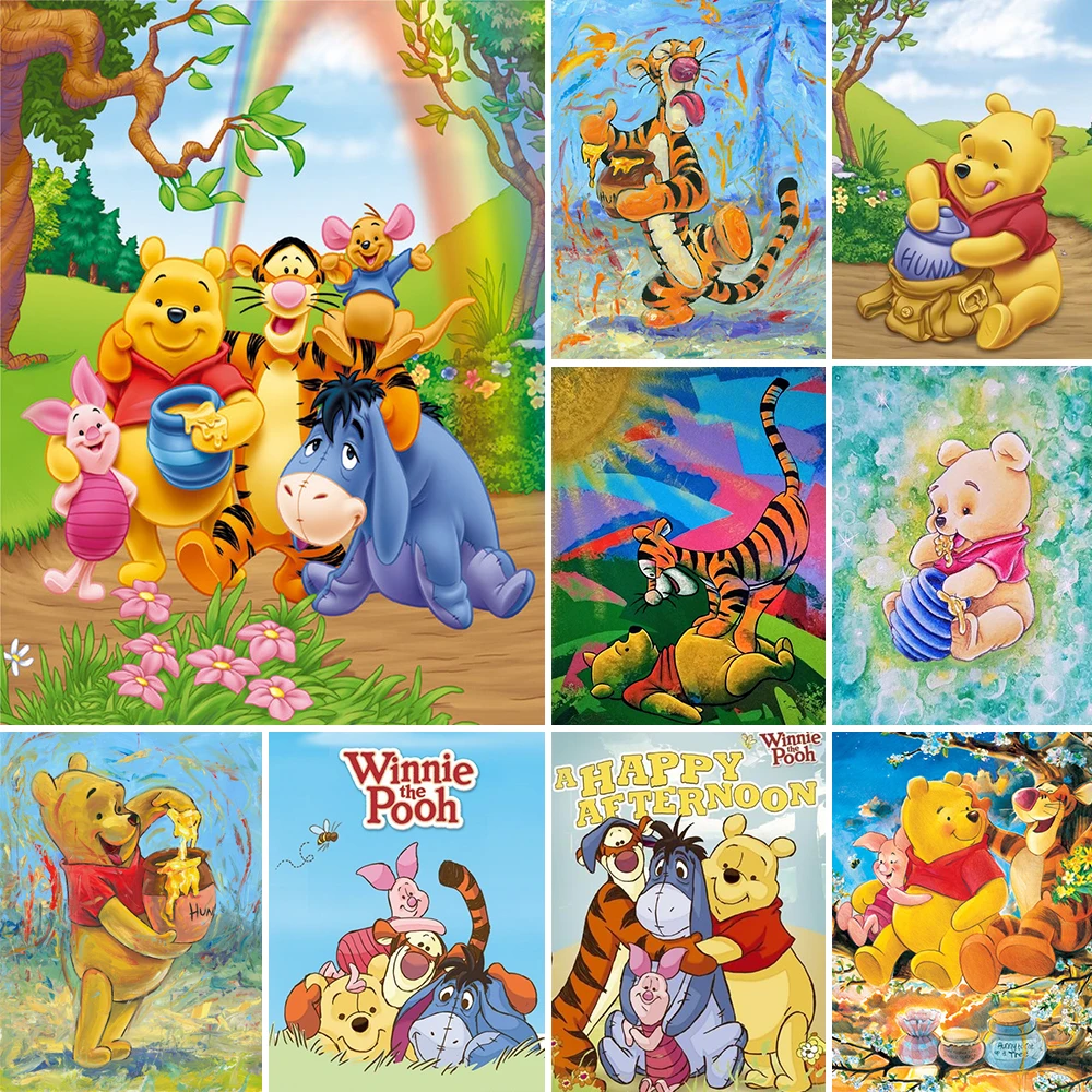 Disney 5D Diamond Painting Cartoon Diamond Mosaic Winnie The Pooh Bambi Tigger Dumbo Full Round Drill Home Decor