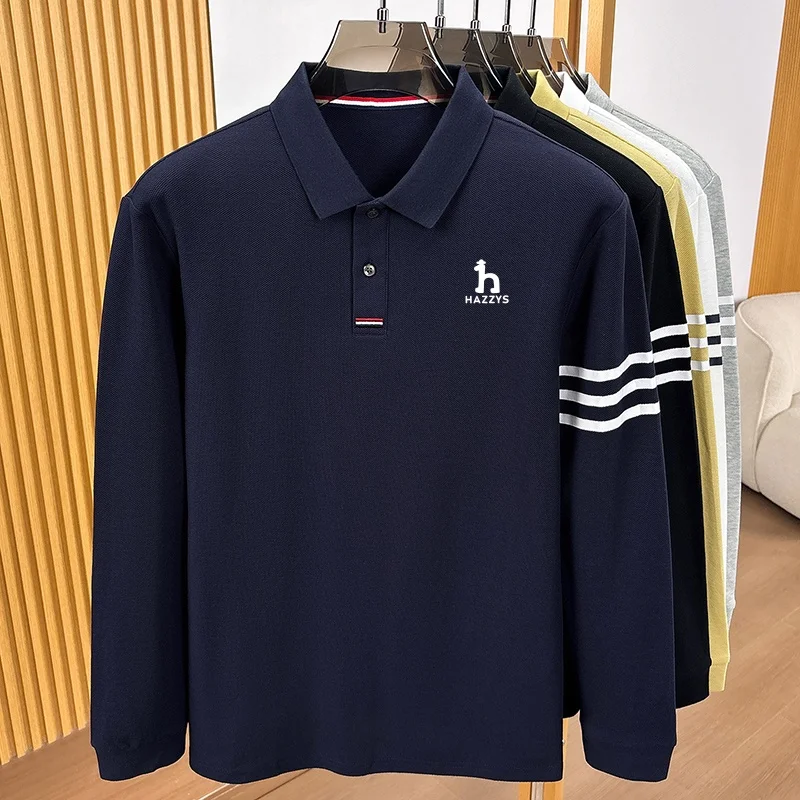 Exquisites Herren-Designer-Polohemd mit Revers und Print, 100% Baumwolle, Warn Herbst Langarm-T-Shirt, Business-Casual Herrenbekleidung – Detail 10