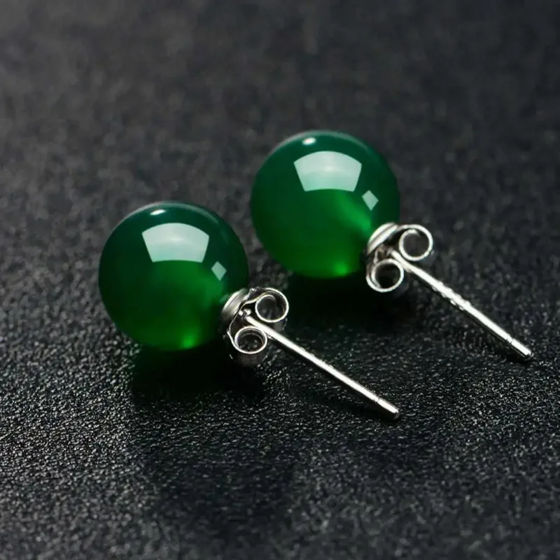 

Natural Green Chalcedony Hand-carved Drop Earrings Fashion Boutique Jewelry Men and Women Green Agate Earrings Gift Accessories