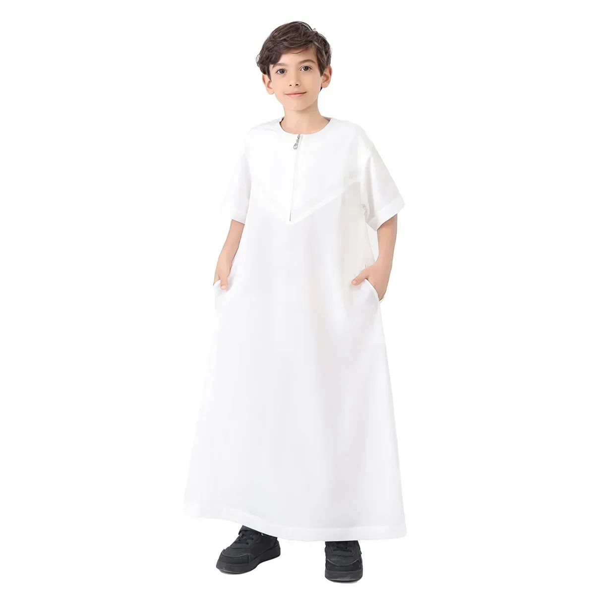Teenager Jubba Thobe for Kids Boy Muslim Islam Child Clothing Zipper Robe Dubai Kaftan Abaya Eid Djellaba Daffah Dishdasha Gown