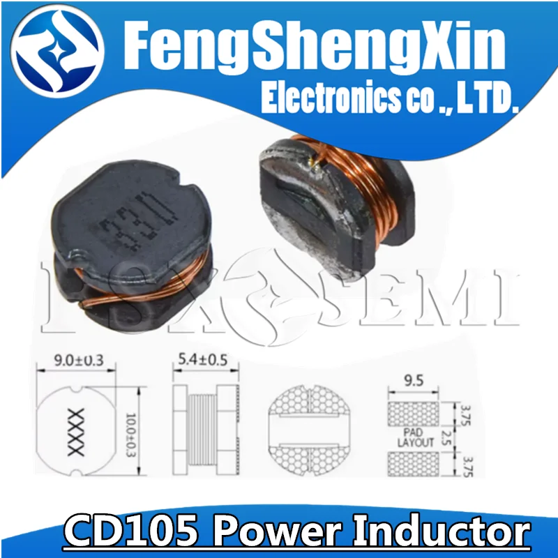 10pcs CD105 SMD Power Inductor 2.2 3.3 4.7 6.8 10 15 22 33 47 68 100 150 220 330 470 680UH 1MH 2R2 3R3 4R7 6R8 101 471 681 102