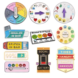 Color Fun Sliding Brooch Battery Interactive Funny Mood Tracker Enamel Lapel Pins For Women Men Bag Backpack New Trend Jewelry