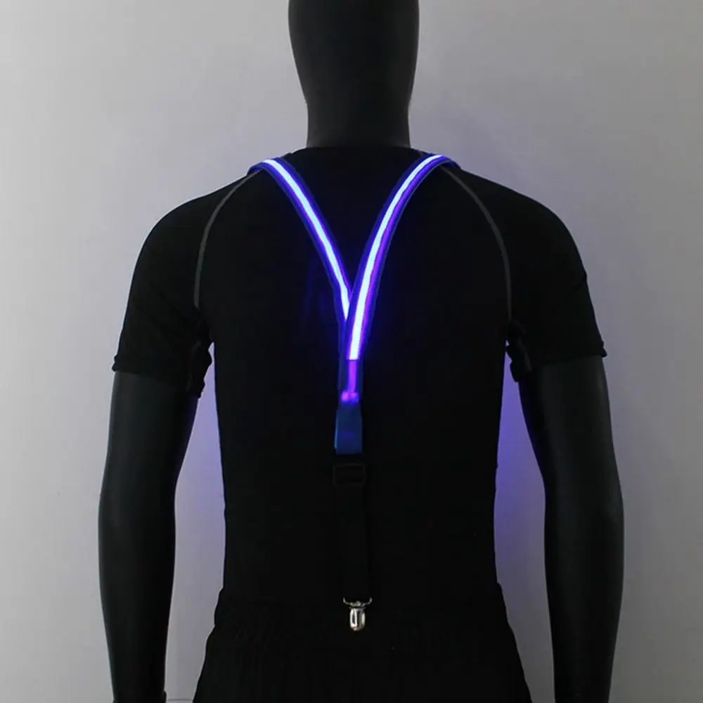 Glow In The Dark Bar Festival musicale Costume Cravatta Bretelle Set Papillon luminoso Appeso Pantaloni Clip LED Bretelle Clip