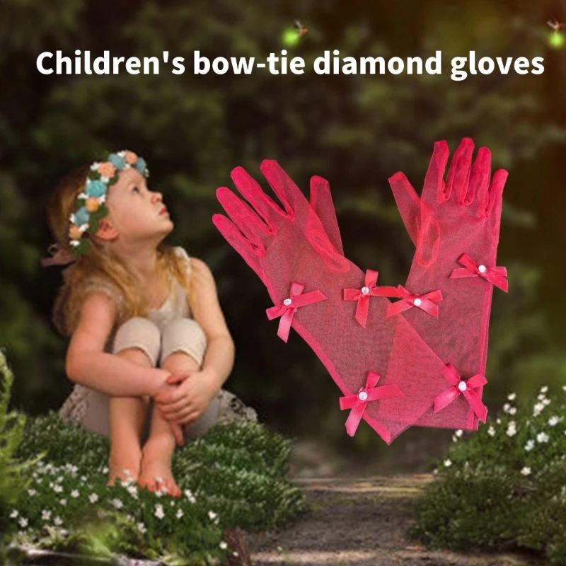 

Soft Sheer Gloves For Baby Girls Bowknot Decoration Party Photoshoots Essential 24BE