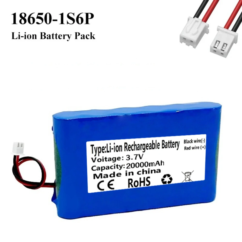 3.7V 18650 Rechargeable Battery Pack 1S2P-1S6P 6-20Ah XH2.54 Plug for LED Light Bluetooth Speaker DIY Emergency.