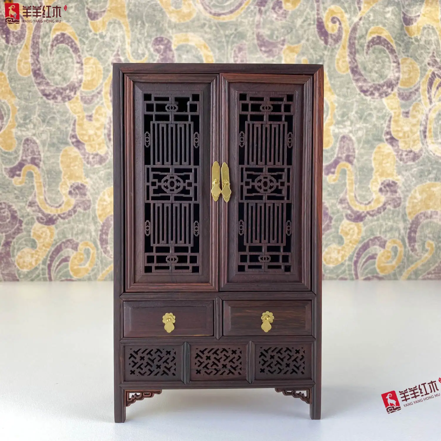 Red Rosewood Miniature Furniture Glass Cabinet Taishi Chair Strip Model Ornament Handicraft Mini Furniture