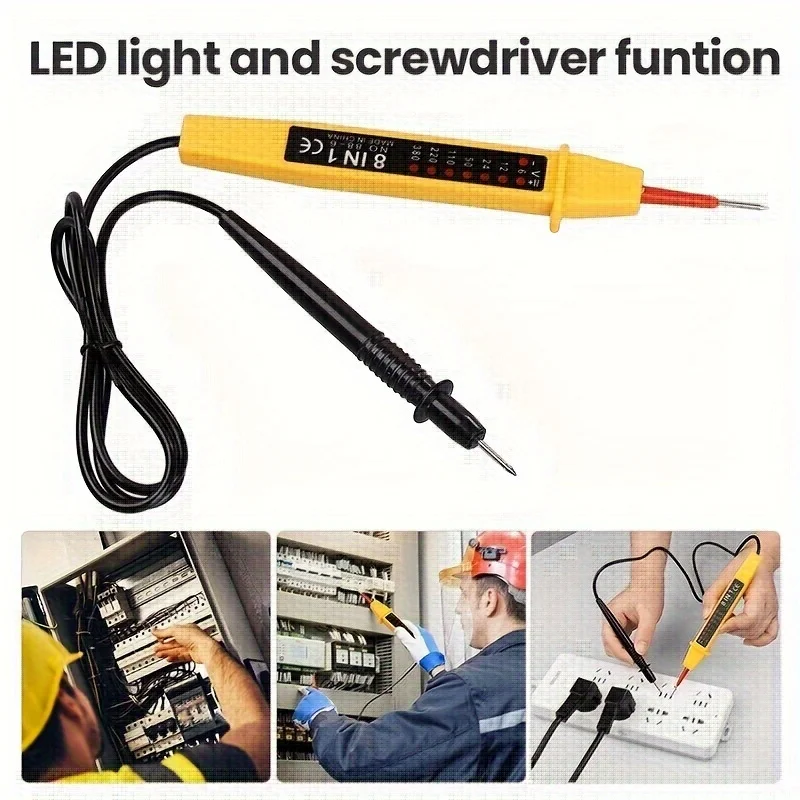 1 unidad 8 en 1 6-380V pluma probadora de voltaje LCD Digital detectores de voltaje CA/CC probador de corriente de polaridad herramienta de voltaje