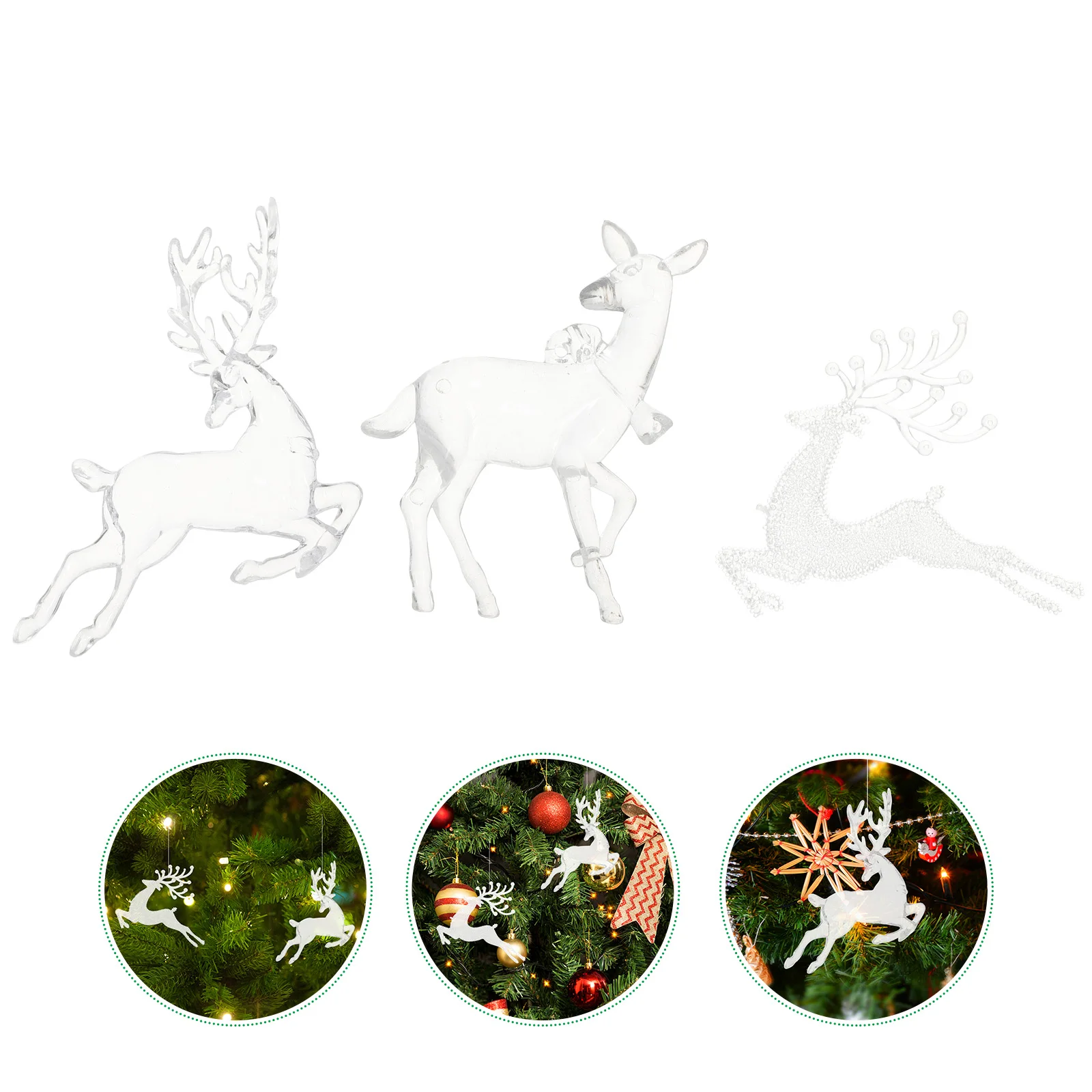 

3 Pcs Christmas Ornament Elk Ornaments Pendant Decoration The Bird Transparent Adornment