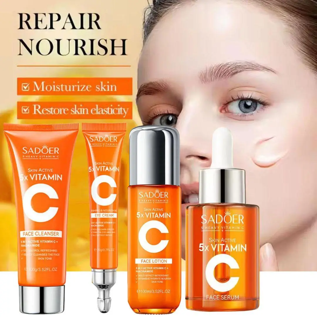 Vitamina c série de cuidados com a pele colágeno, ácido hialurônico, glicerina 5 vezes vitamina c conjunto de cuidados com a pele hidratante soro conj