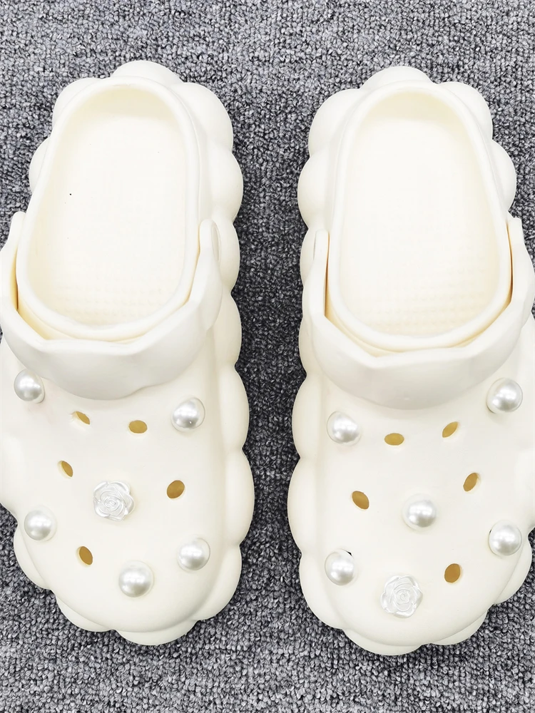 12PCS Schuh Charms Zubehör DIY Clogs Schnalle Elegante Imitation Perlen Blumen Dekoration Fit Frauen Strand Tasche Sandalen Party geschenk – Detail 9