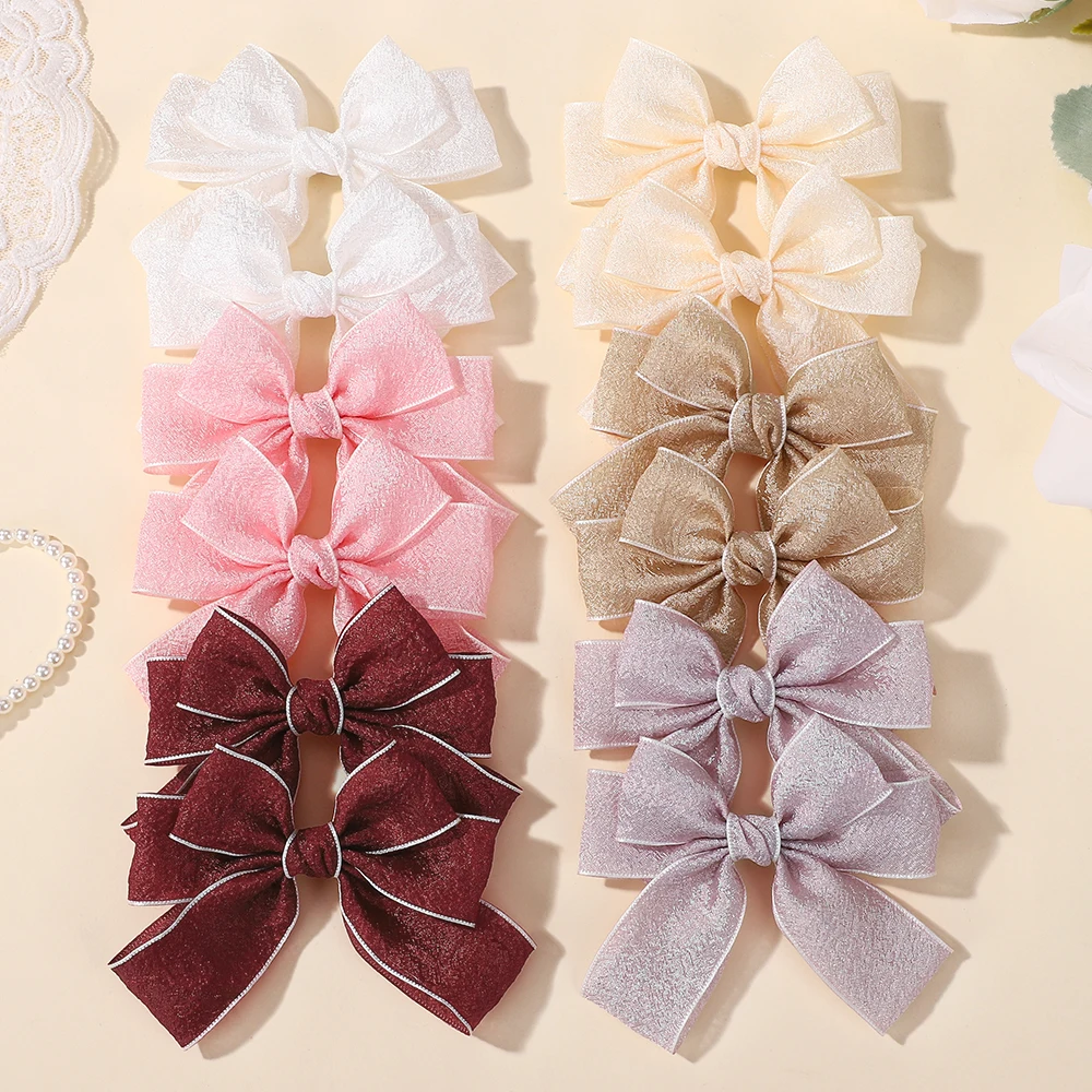 

2pcs/set Cute Lace Bows Hair Clips for Girls Sweet Solid Color Gauze Clip Soft Hairpins Pink Princess Kids Hair Accessories