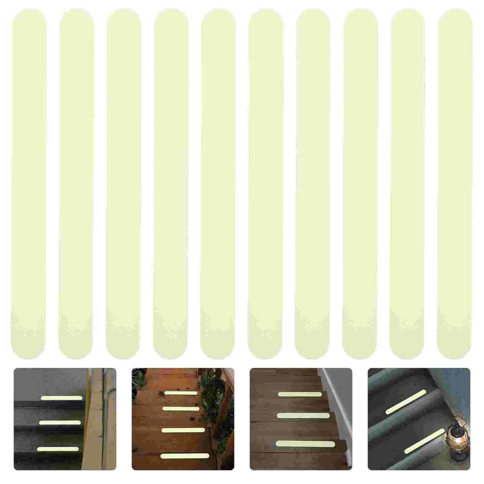 24 Pcs Outdoor Reflective Self-adhesive Strips Luminous Bathroom Anti Skid Non-skid Green Stickers