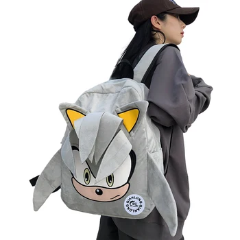 Grey Hedgehog Kid's Backpack Anime Cosplay Unisex Students School Bag  Cartoon Bookbag Laptop Travel Rucksack Outdoor Bag