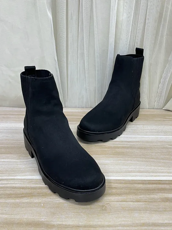 

Faionable, однотонные ботильоны на каблуке с круглым носком, женские ботинки на водонепроницаемой платформе, зимние морские ботинки на резиновой подошве