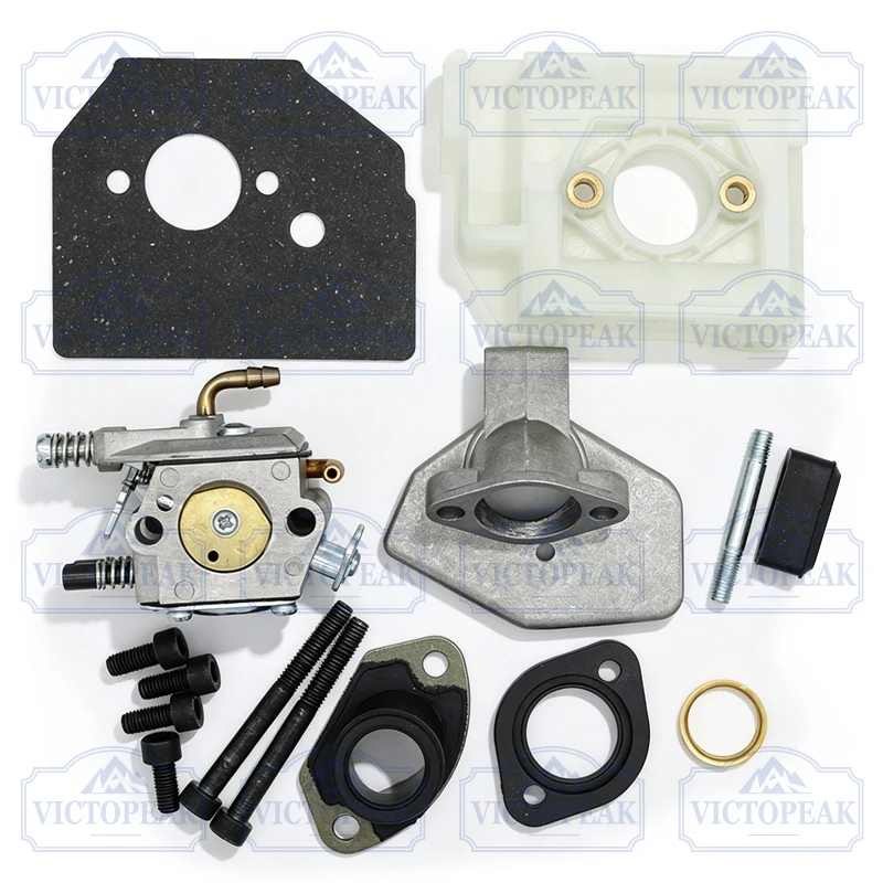 Double Copper Carburetor Kit For 5200 Brush Cutter Grass Trimmer with Screw Intake Pipe Gasket Replacement Accessories