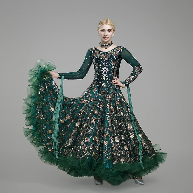 Vestido de baile moderno, traje de baile de salón, grupo de baile de salón, traje de competición de columpio grande