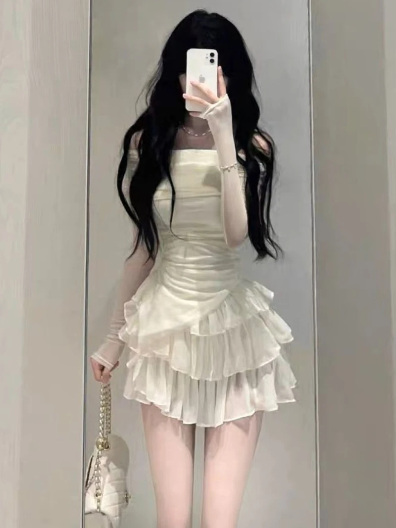 New Two Piece Set Elegant Women\'s Outfit Two-piece Dress Y2k Crop Tops Skirt Spring Summer Clothes Women 2024 Korean Style 스커트세트