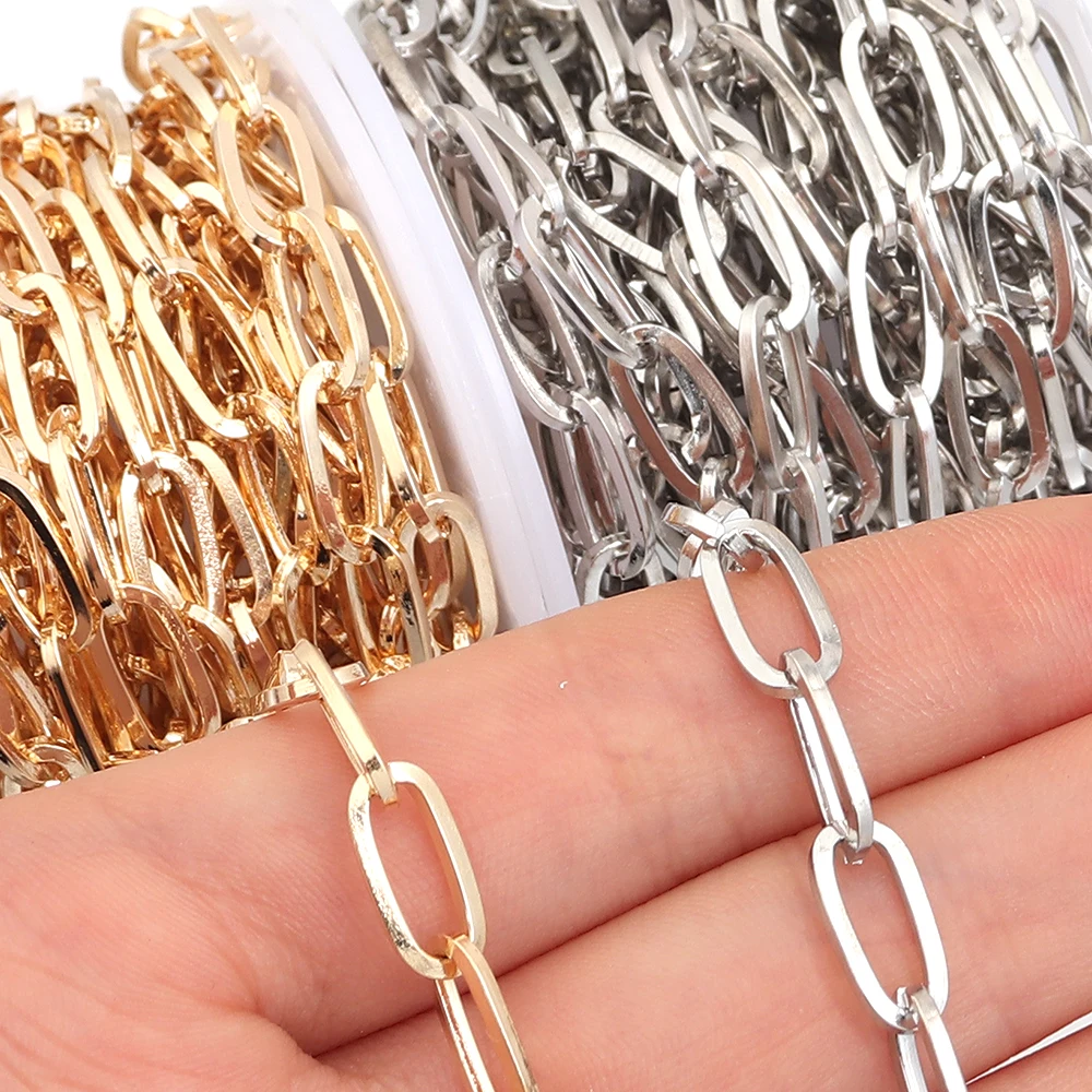 5 Yards/Rolle 12x6mm Eisen-Gliederketten, Metall-Kreuzketten für DIY-Schmuckherstellung, Bastelarbeiten, Halsketten, Armbänder, Zubehör, Großhandel