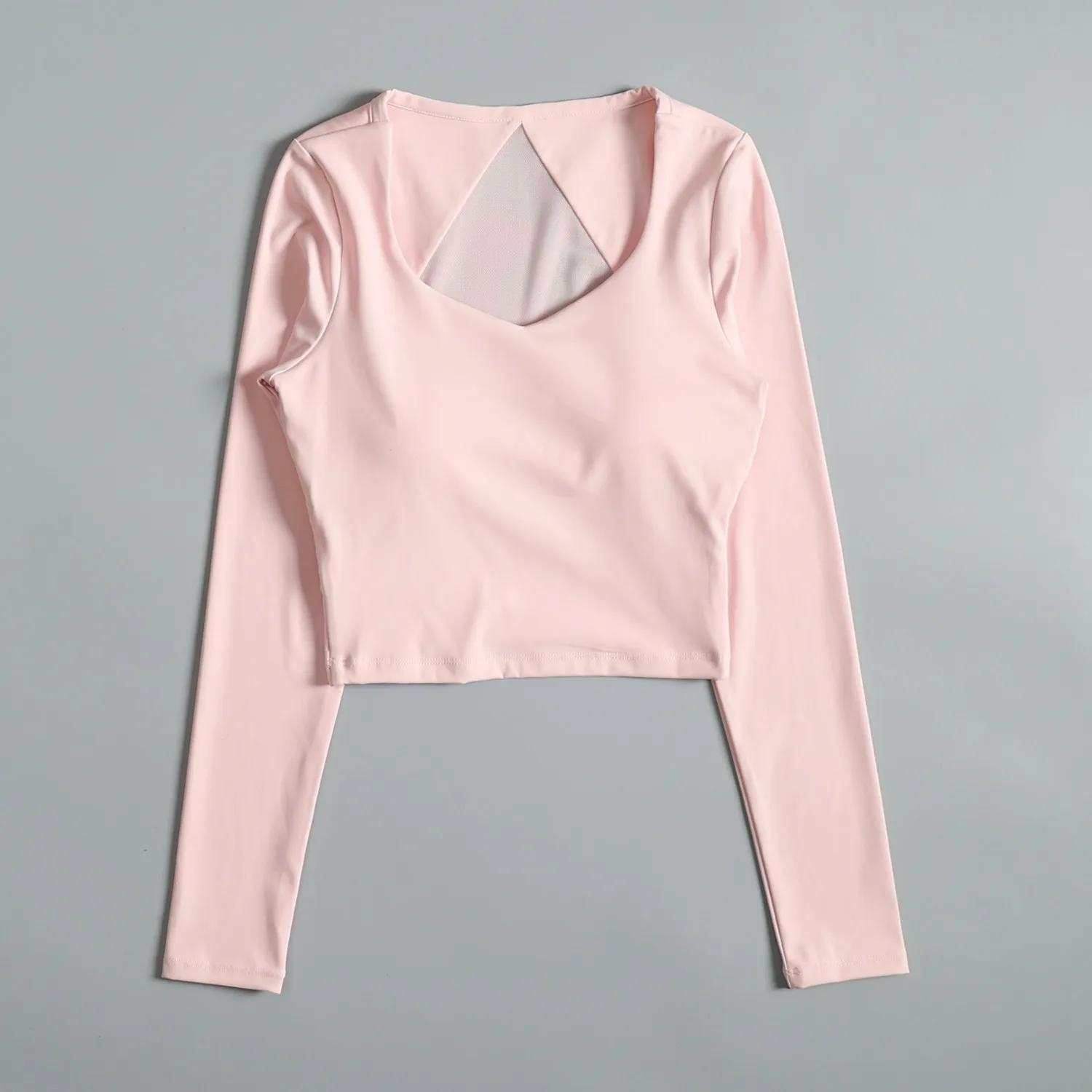 High-end beautiful back yoga long-sleeved women's one-cup running sports top quick-drying Pilates training fitness clothing