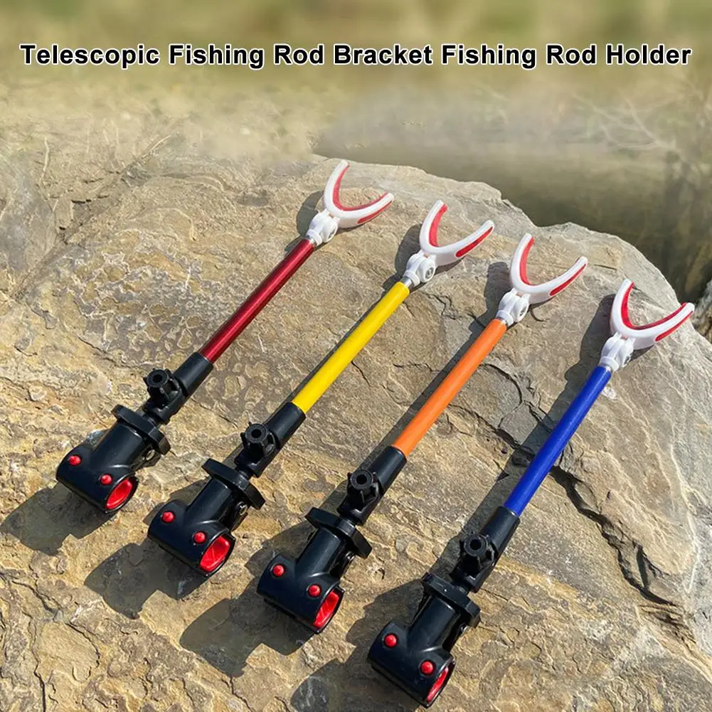 Telescopic Fishing Pole Stand Hree Section Telescopic Scratch Mount Rod Pole Adjustable Anti Turret Fishing Bracket V9O1