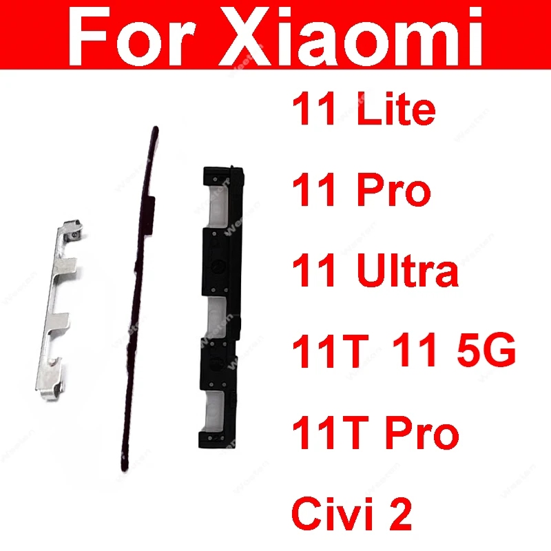 Volume Button Buckle For Xiaomi Mi 11 Lite 11 Pro 11 Ultra 11T Pro Civi 2 5G Power Bracket Clip Side Button Rubber Plug Parts