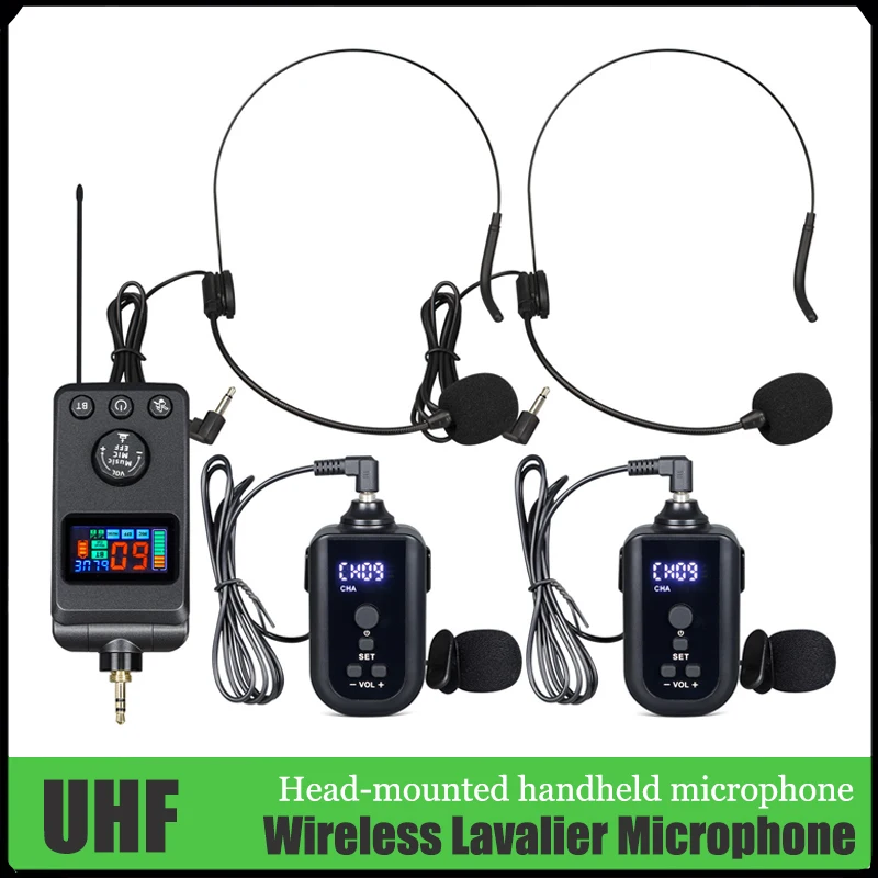 

UHF Wireless Microphone Headset Rechargeable Lavalier Wireless Microphone Anti-howling Handheld Mic For Teaching Speech Vlog