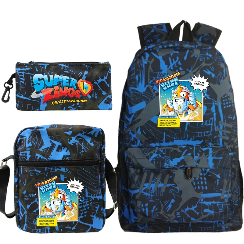 

Mochila Super Zings School Bag Anime Cartoon 3 Pcs-Set Backpack with Pen Bag Shoulder Bag Superzings Primary School Bookbag Gift