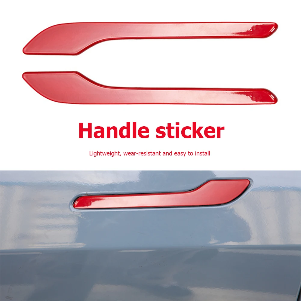 For Tesla Model 3 Model Y 2021 Car Door Handle Wrap Decoration Stickers 4 Pieces ABS Plastic Modification Handle Cover Kit