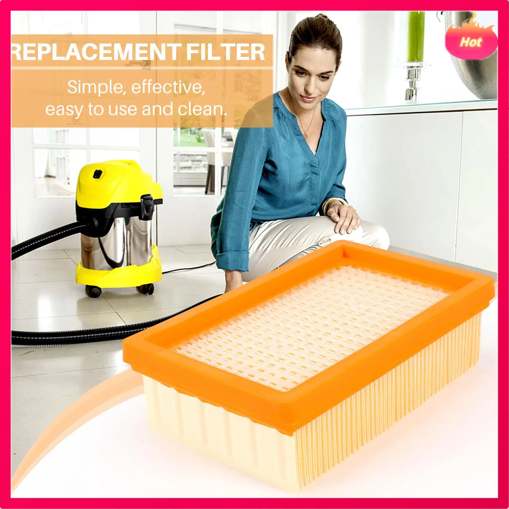 AD-3PCS Stofzuiger Filter Vervanging Voor KARCHER Platte Geplooide MV4 MV5 MV6 WD4 WD5 WD6 P PREMIUM WD5