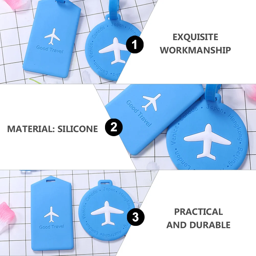 

2Pcs Travel Luggage Tags Silicone Airplane Design Suitcase Tags Durable Travel Bag Id Address Holder Suitcase Id Address Holder