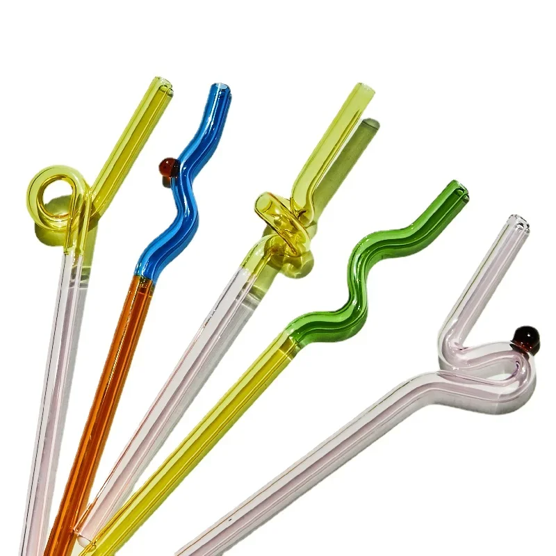 Nordic Glass Straw Lovely Coffee Mixing Twsiting Straws Reusable Dinking Juice Stirring Reusable Straw