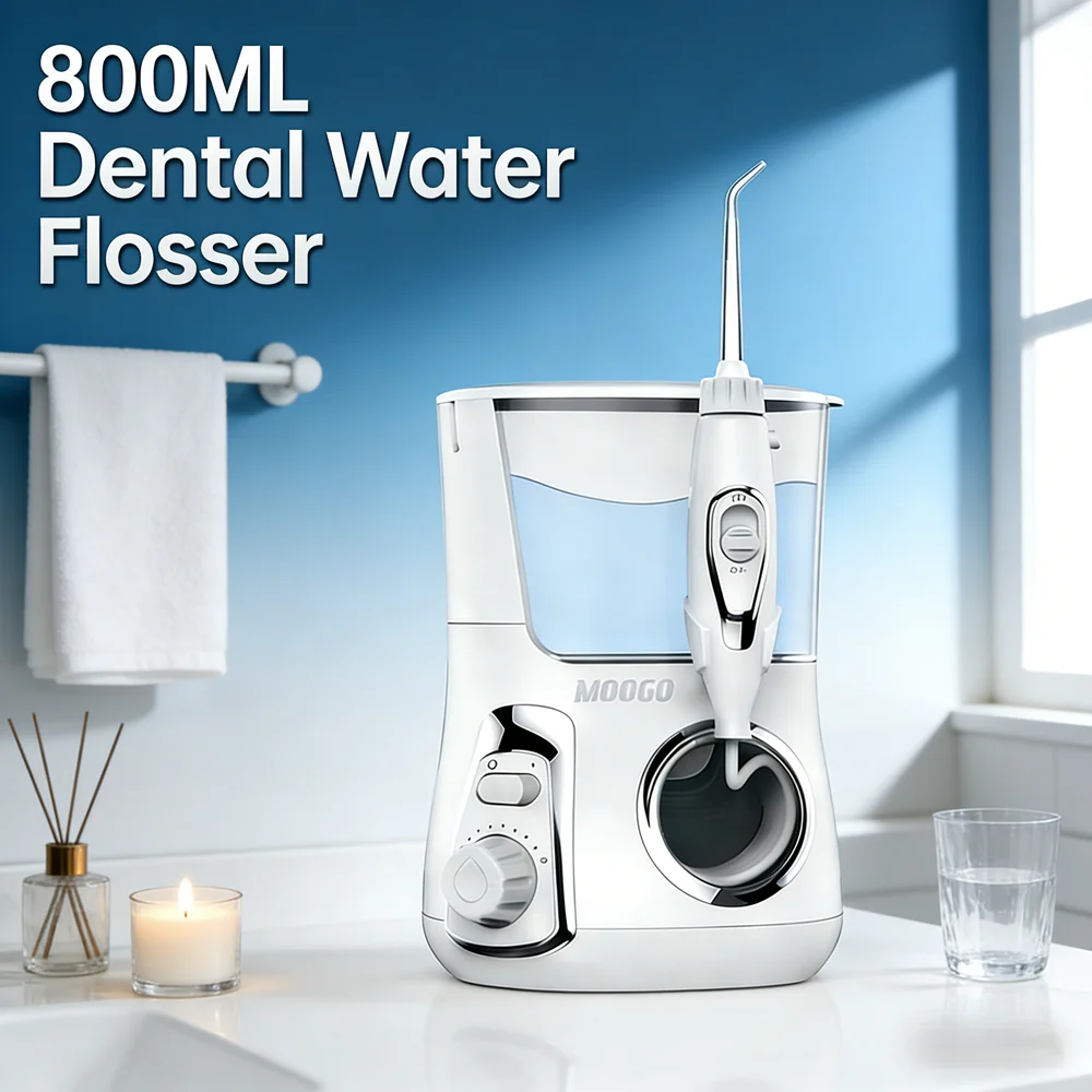 

Home Use Countertop Oral Irrigator, 10 Modes 800ML Large Tank Water Flosser, Dental Teeth Cleaning Tool for Fresh Breath