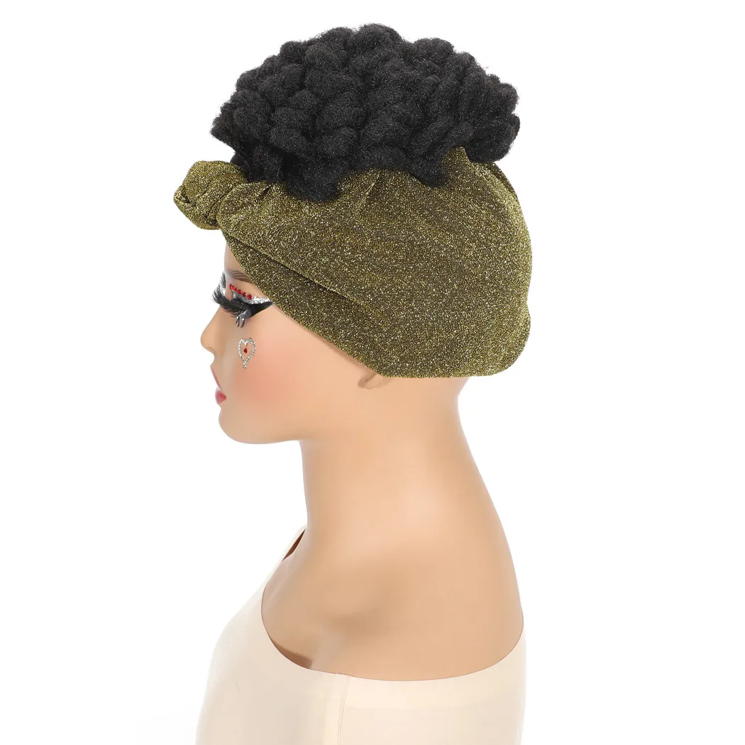 عقال شعر مستعار Dreadlock كروشيه اصطناعي شعر مستعار قصير للنساء السود الحجاب شعر مستعار الاصطناعية سهلة الارتداء واسعة عقال