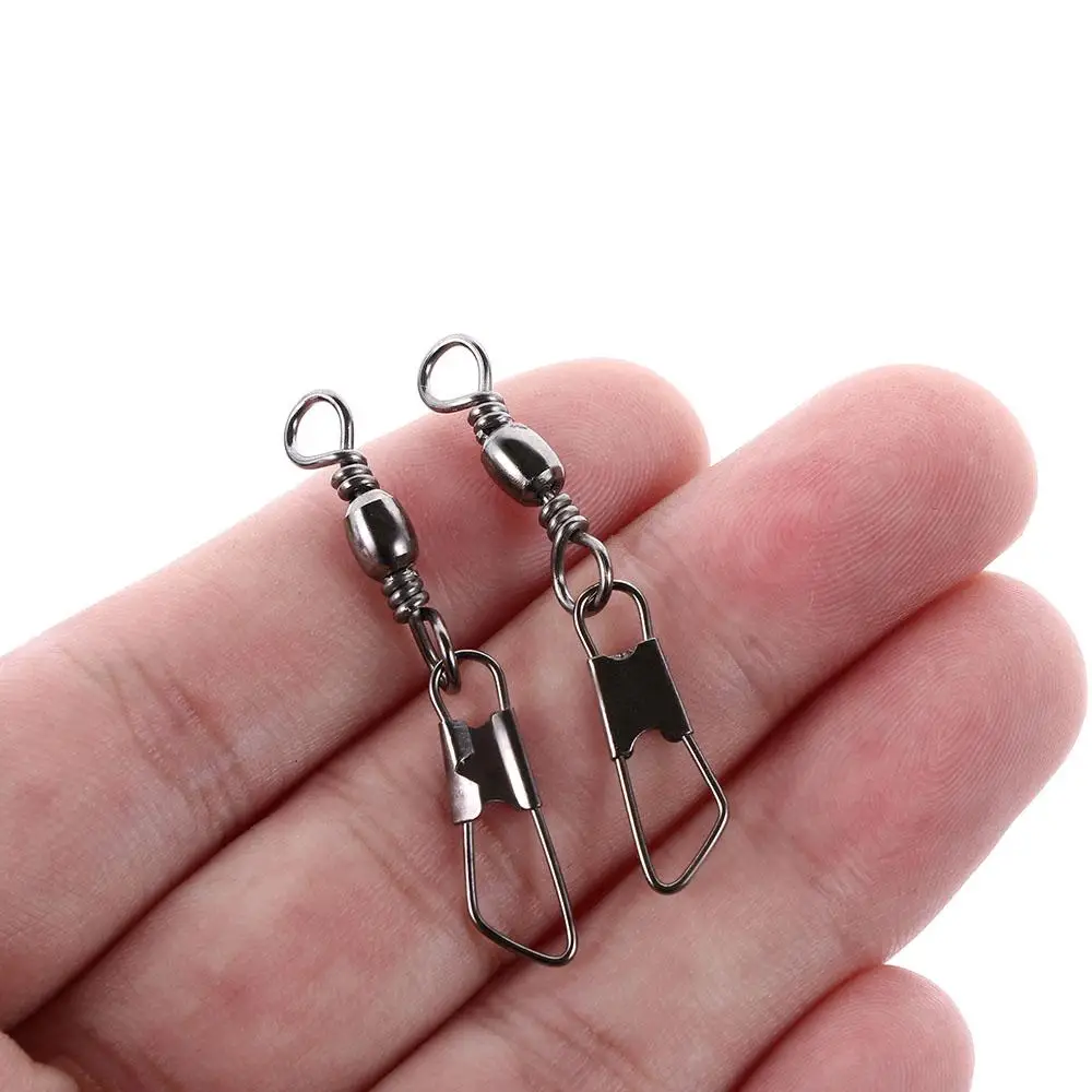 100PCS/pack With Interlock Tackle Fishing Pins Fishing Line Connector Swivels Solid Rings Hanging Snap