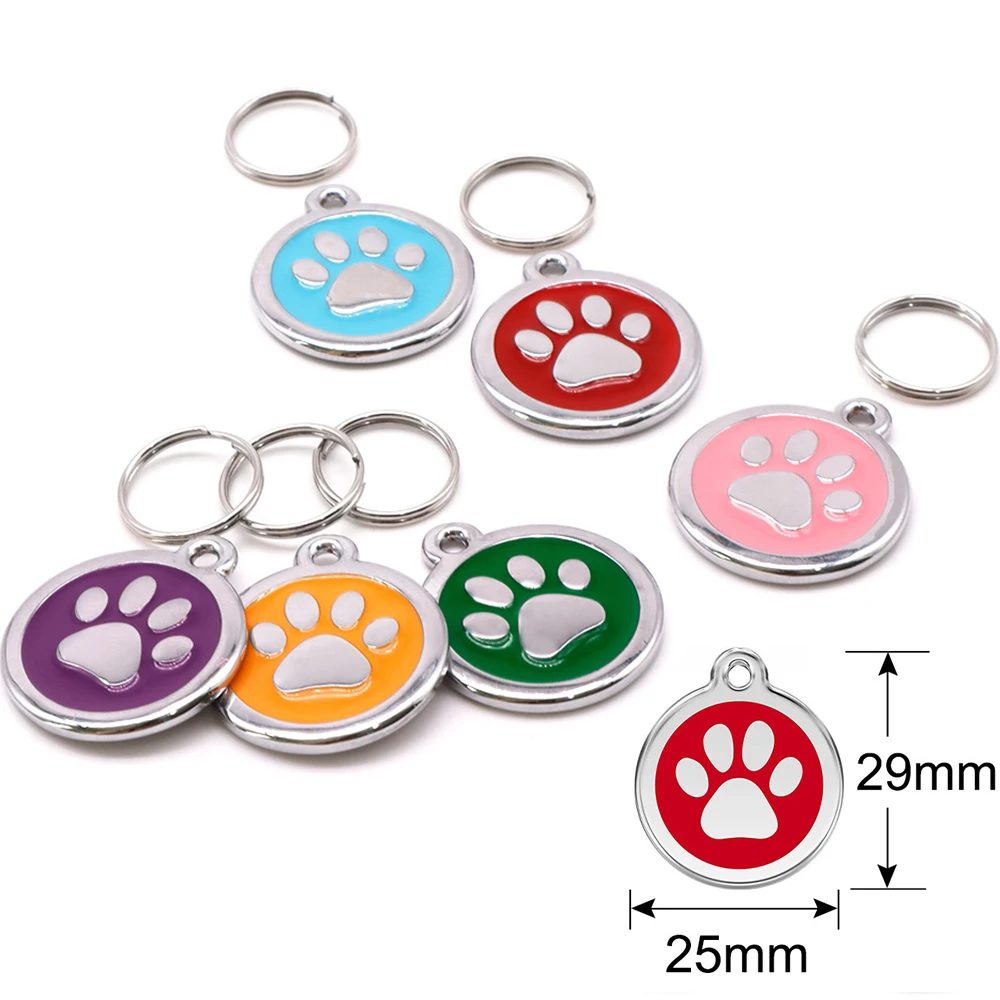 Wholesale 20pcs Dog Cat Tag Pet Dog Collar Accessories Personalized Paw Shape ID Tags Name No. Telephone Tags For Dog Supplies