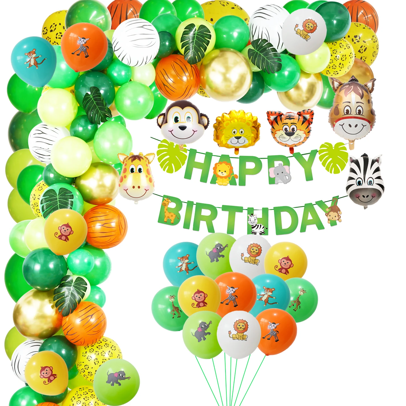 

146PC Wild Jungle Theme Party Supply Animal Balloon Garland Kit for Baby Shower Birthday Jungle Forest Party Decorations