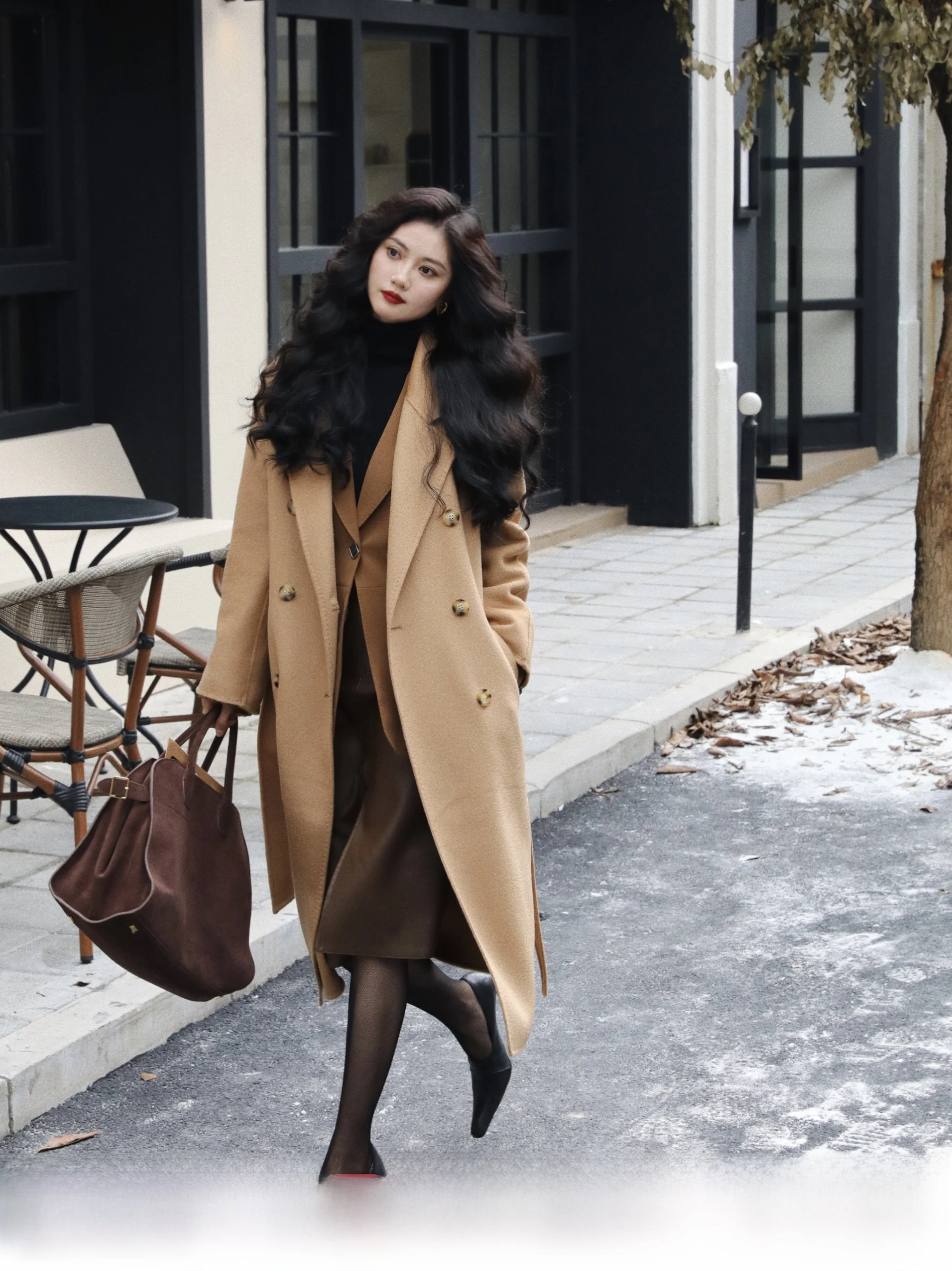 

Женское шерстяное пальто TAIYANG Briti Sle, весенняя ветровка средней длины с цветочным узором, двубортное, с отложным воротником