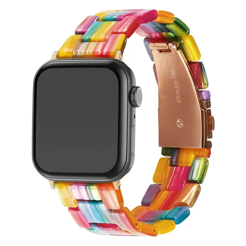 

Resin Strap for Apple Watch Band 44mm 46mm 40mm 45mm 49mm 38mm 42mm 41mm Wrist Band for IWatch Series 10 9 8 7 6 5 4 3 2 1 Ultra