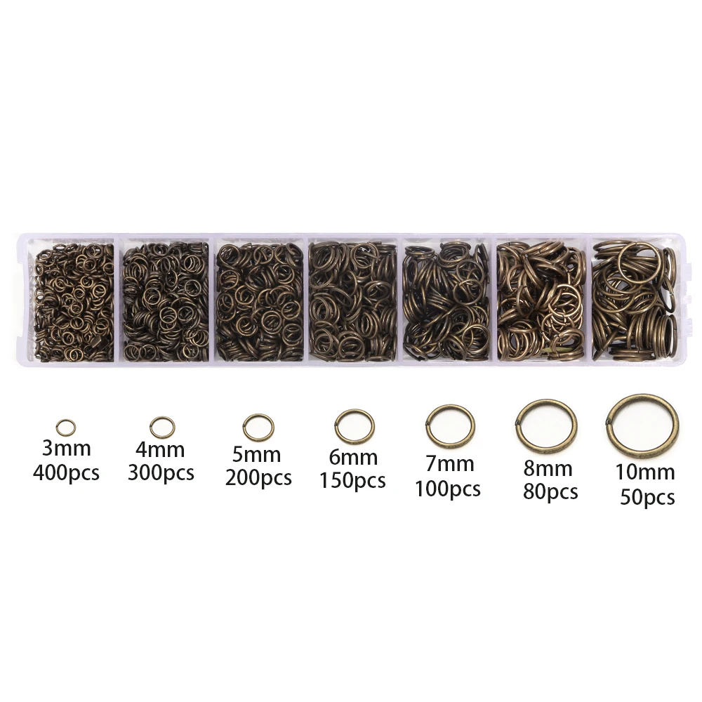 Ein Satz Box Biegeringe Spaltringe Link Loop Box 3 4 5 6 7 8 10 mm Biegeringe Verbinder für DIY Schmuckherstellung Halskette Armband