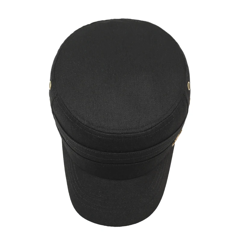 Einfarbiger, lässiger, minimalistischer, vielseitiger Flat-Top-Hut zum Sonnenschutz bei Outdoor-Aktivitäten im Frühling und Herbst – Detail 3
