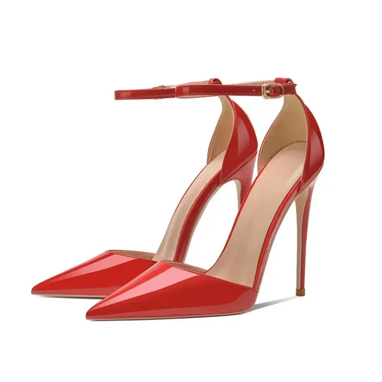 Summer New Bag Head Sandals Pointed Thin Heels Shallow Mouth Women's Shoes with Patent Leather High Heels