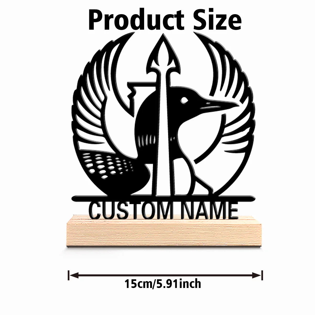 1pc Beauty Personalized Custom Diving bird Metal Statues Vibrant Desk Sculpture with Wooden Base Ideal for Eclectic Homes Global