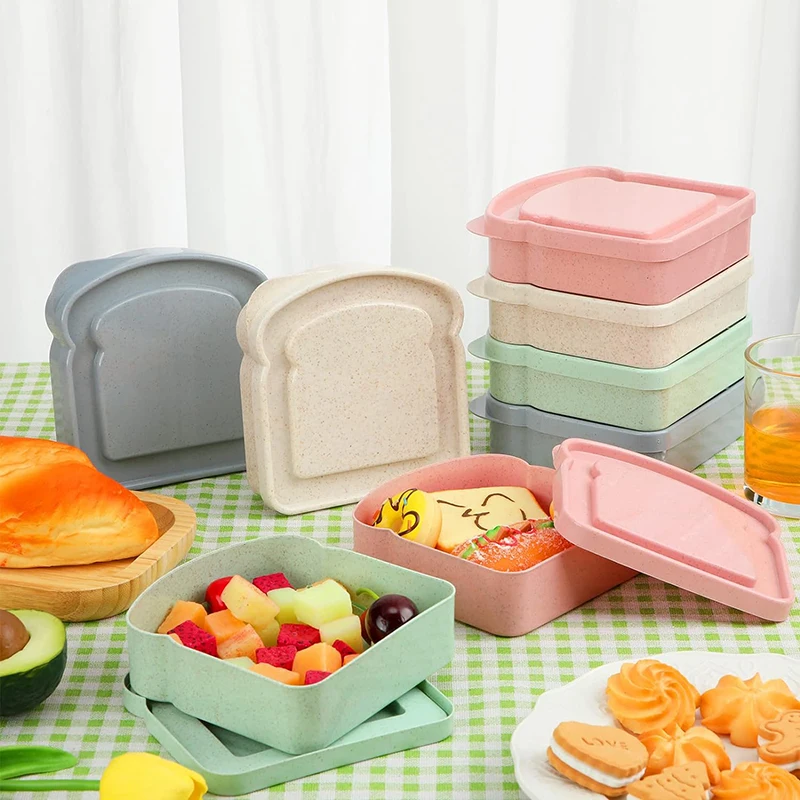 Sandwich Containers Lunch Box Toast Storage Box With Lid Portable Food Storage Case Reusable Microwave Lunch Box Sandwich Case