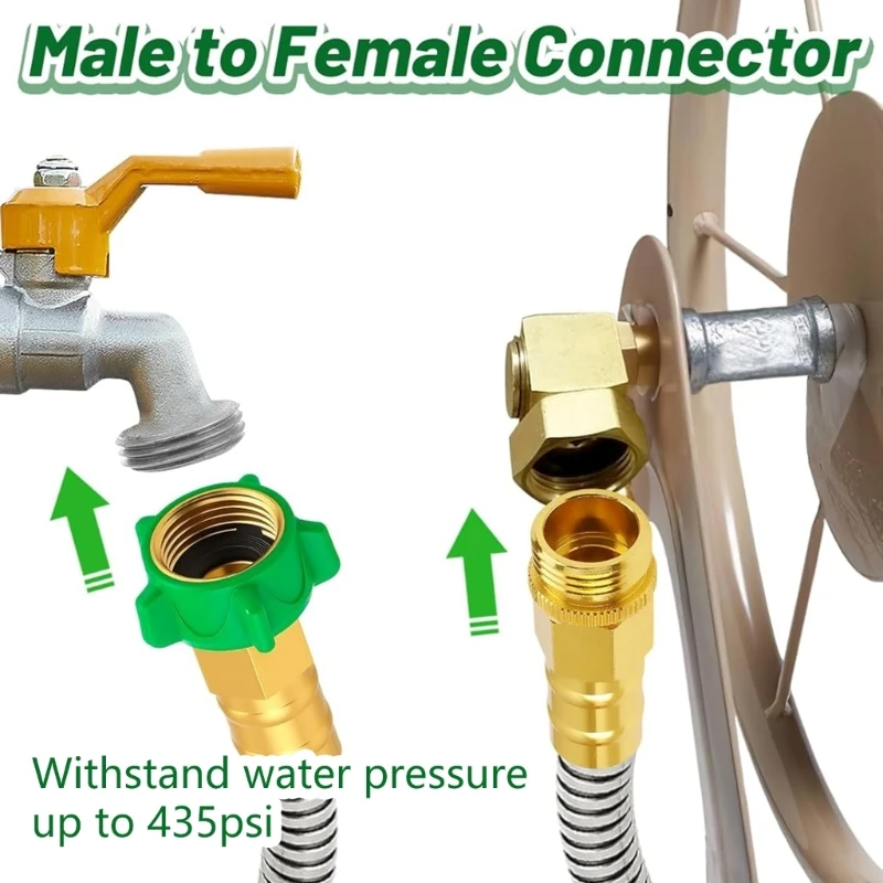 Female to Male Short Garden Hose Extender Stainless Steel Garden Leader Hose JOMD