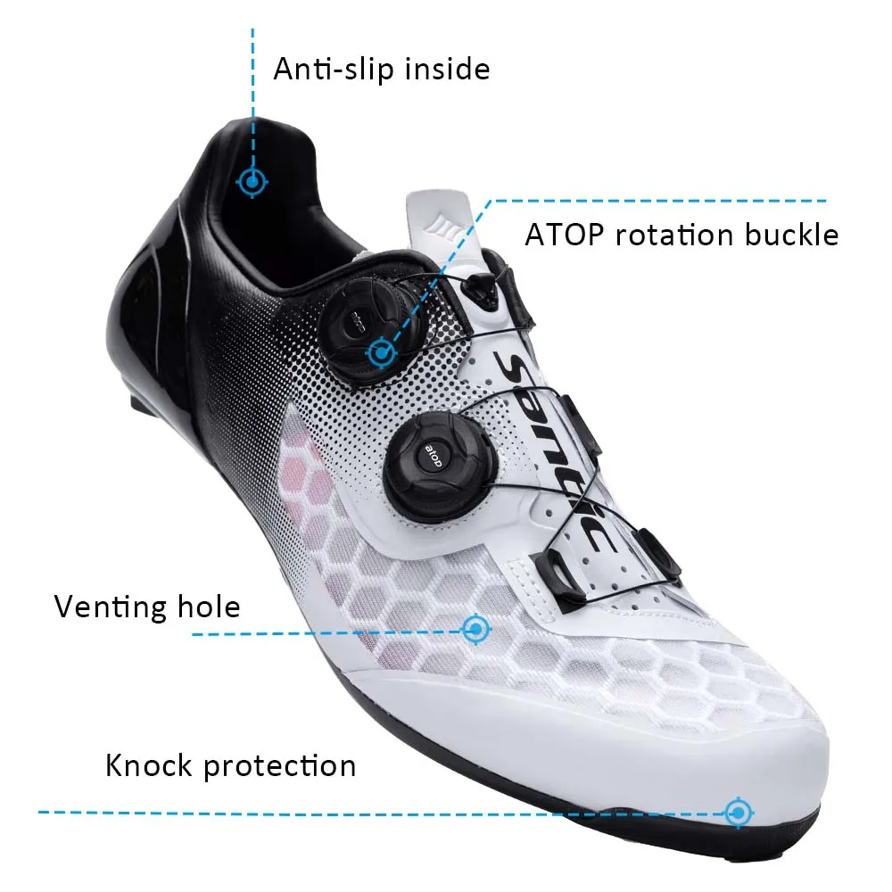 Santic Cycling Shoes Road Bike Cycling Lock Shoes Riding Equipment Grade 14 Carbon Fiber Sole Breathable Lightweight TMS24052H